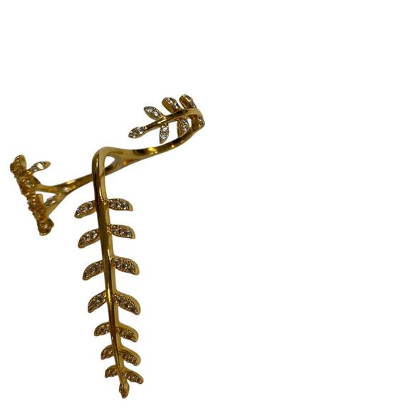 Goldtone Double Ring Adjustable Fern Floral - Picture 4 of 6